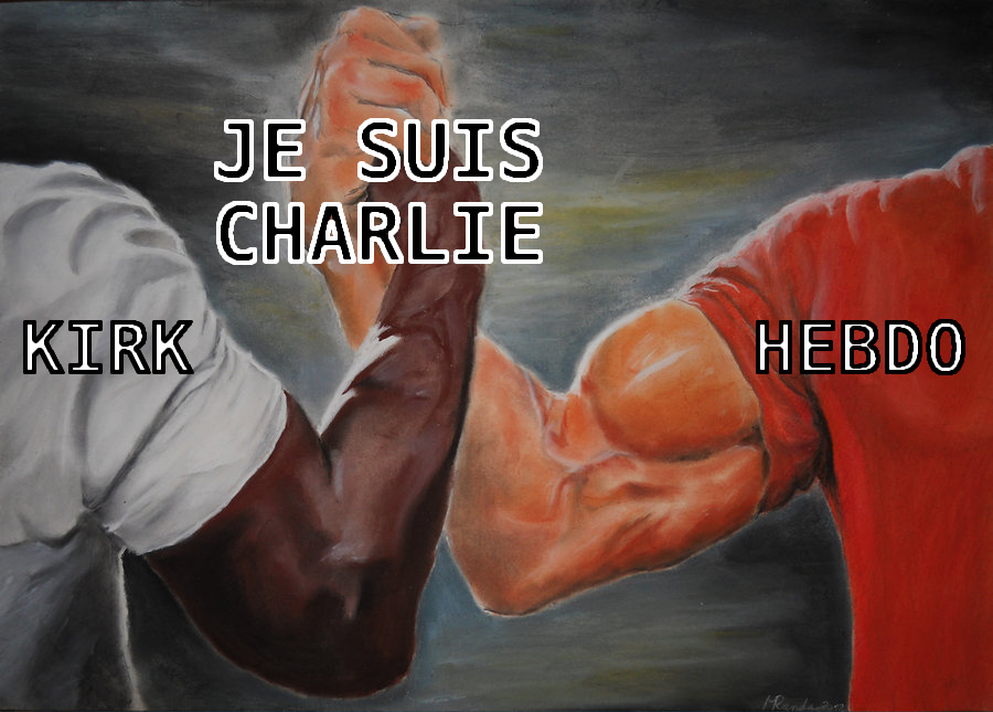 Handshake Meme: Kirk + Hebdo = Je Suis Charlie